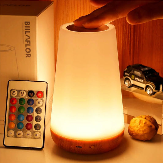 13 Color Touch Sensing & Remote Control Portable & Dimmable LED Lamp with USB Charging Port.