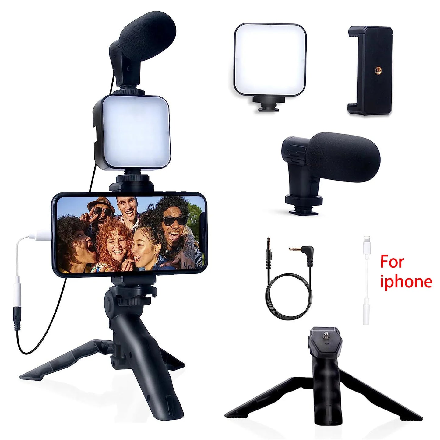 Smartphone Vlogging Kit for Iphone Or Android with Tripod & Mini Microphone. Starter Vlog Kit for Tiktok Live Stream Video Youtube