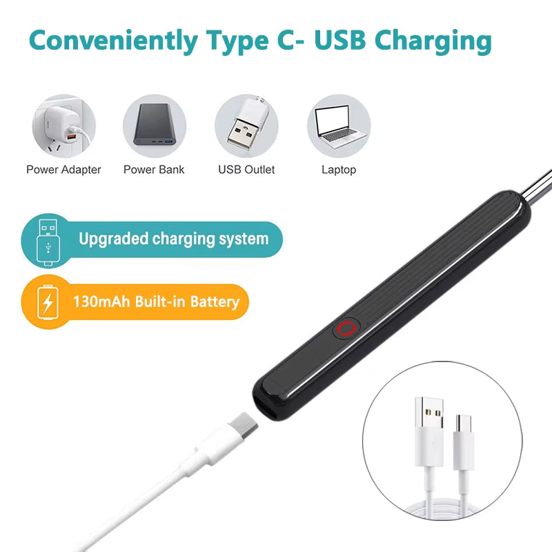 Wireless Intelligent Visual Ear Pick Cleaner 3.5mm Illuminating Endoscope, Portable Ear Cleaning Tool, HD Otoscope Ear Picking Spoon