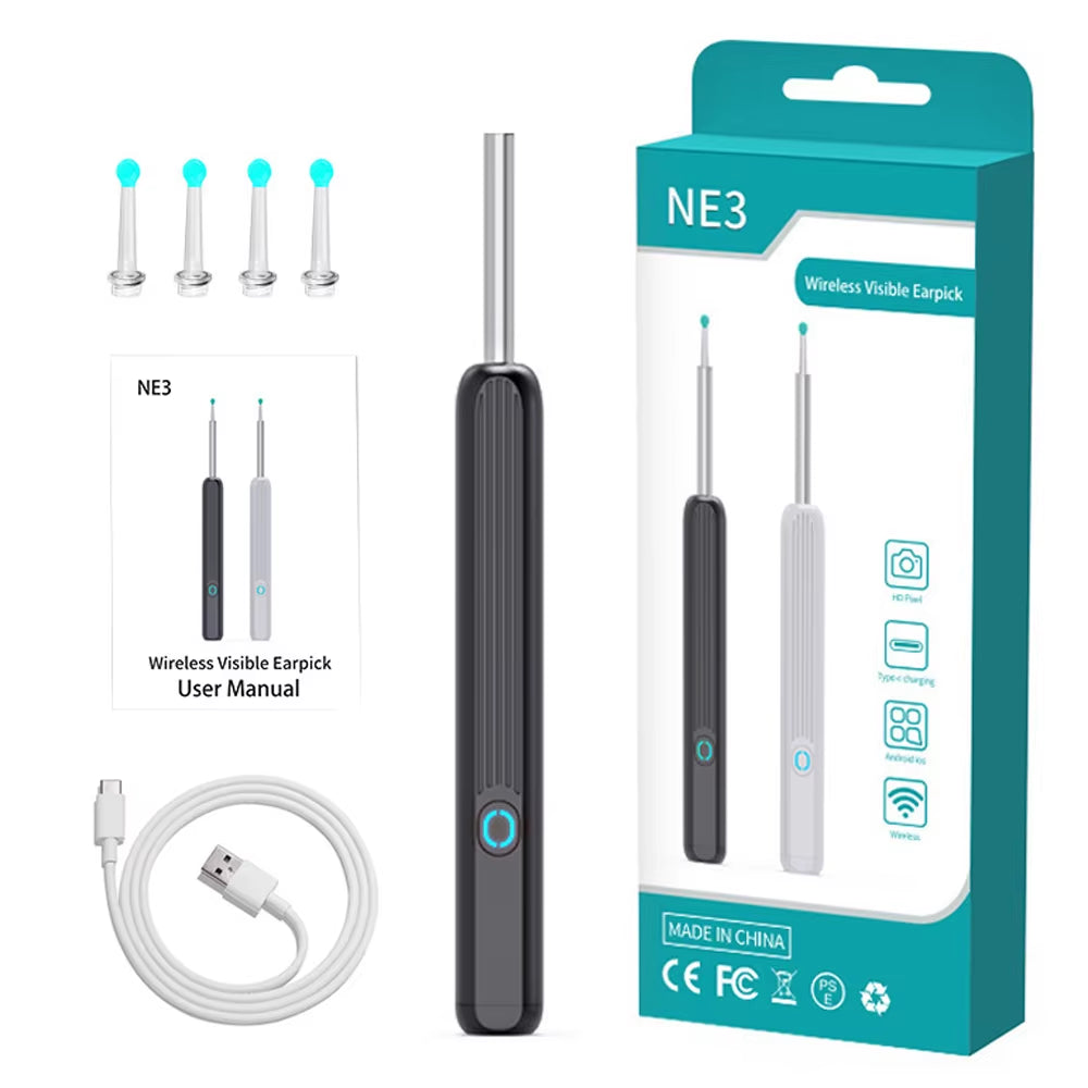 Wireless Intelligent Visual Ear Pick Cleaner 3.5mm Illuminating Endoscope, Portable Ear Cleaning Tool, HD Otoscope Ear Picking Spoon