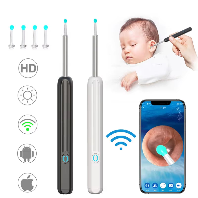 Wireless Intelligent Visual Ear Pick Cleaner 3.5mm Illuminating Endoscope, Portable Ear Cleaning Tool, HD Otoscope Ear Picking Spoon